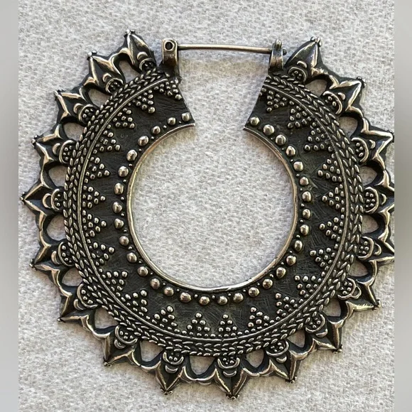 Black Patina Afghani Hoops - Picture 3 of 6
